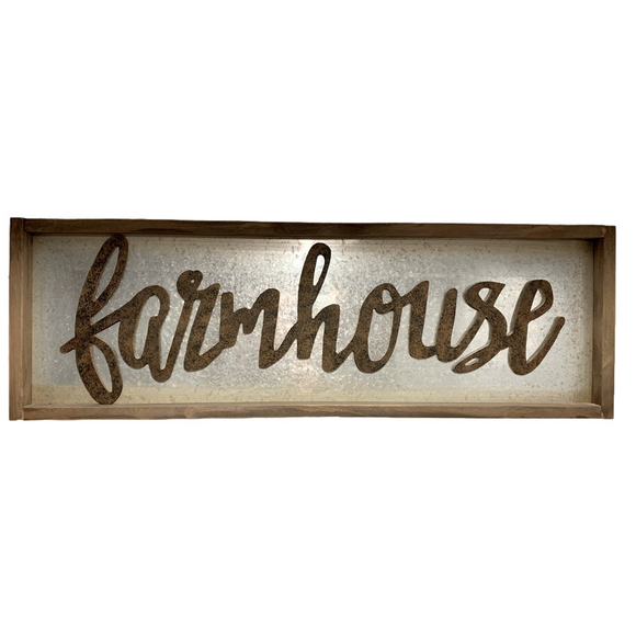 Rustic Galvanized Tin “Farmhouse” Sign - Picture 1 of 4